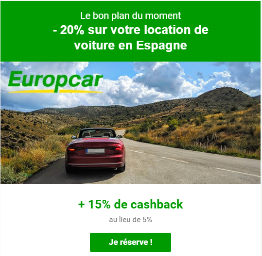Super cashback de 15% pour EuropCar avec iGraal