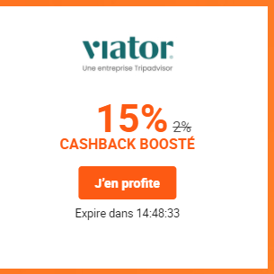 Code promo Viator / iGraal : 15% de cashback