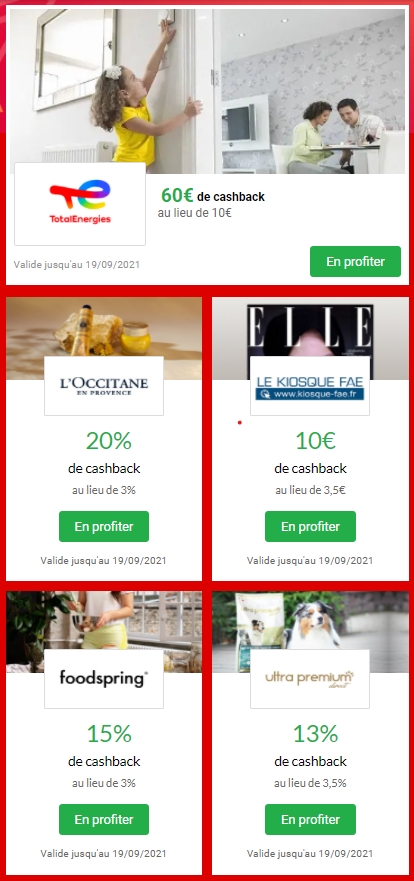 iGraal - TotalEnergies - L'Occitane - FoodSpring - UltraPremium - LeKiosqueFAE - Cashback + Codes promo