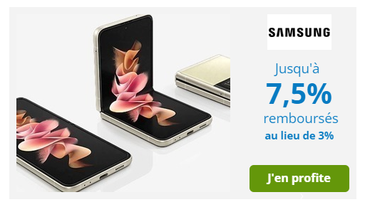 Samsung : 7.50% de cashback + codes promo + bonus avec eBuyClub