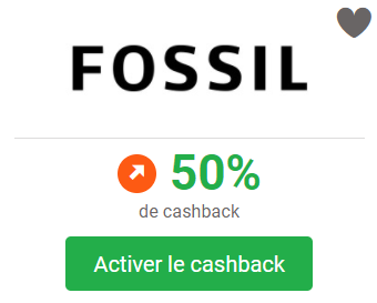 iGraal : Fossil - CashBack + Code promo - 50%