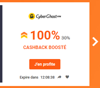 iGraal / CyberGhost : Bon plan meilleur cashback + Codes promo - Cashback de 100% = 100% remboursé !