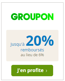 Code promo Groupon : 20% de remboursement en cashback + 7€ de bonus eBuyClub