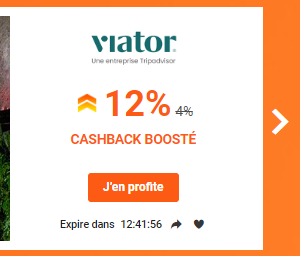 Code promo Viator / iGraal : 12% de réduction / cashback
