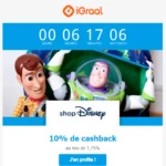 ShopDisney / iGraal : 10% de cashback + 10€ de bonus Ambassadeur