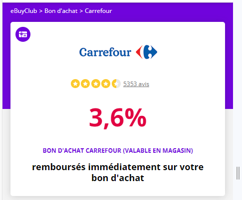 eBuyClub / Carrefour - Réduction - Bon d'achat - Code promo