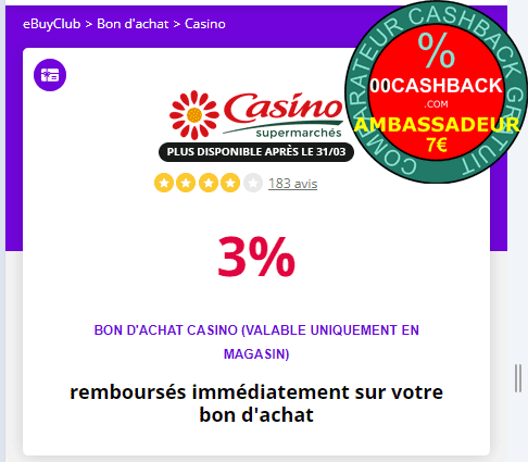 eBuyClub / Casino : Réduction - Bon d'achat