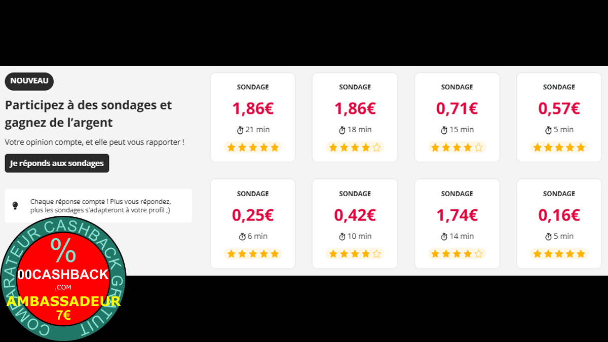 eBuyClub : Sondages rémunérés + Bonus Ambassadeur 7€