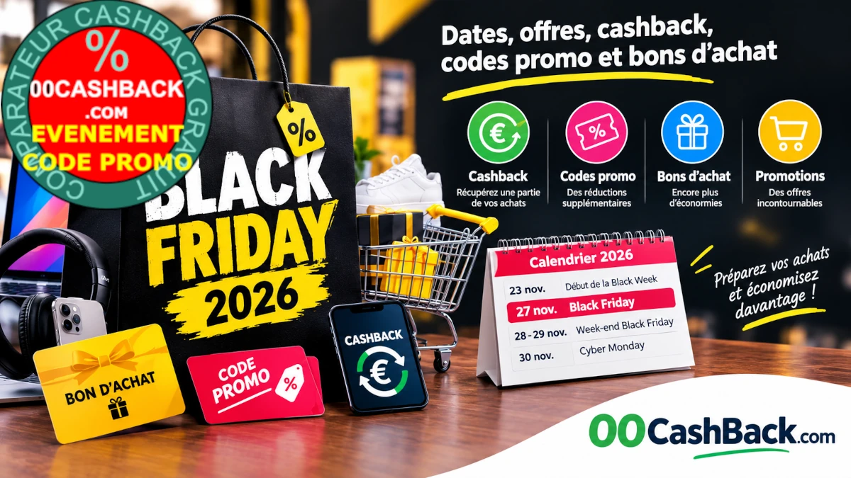 Black Friday 2026 : dates, offres, cashback, codes promo et bons d’achat